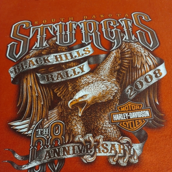 Harley-Davidson South Dakota T-shirt Men's Orange Short Sleeve Size 2XL - Picture 7 of 10